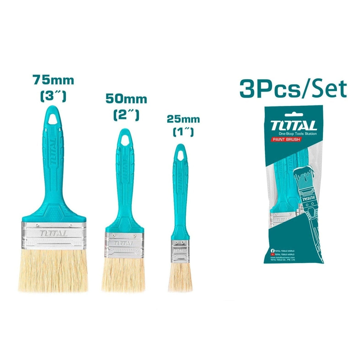 Total Paint Tools & Equipment Total 3 Pieces Paint Brush Set - THT8450301