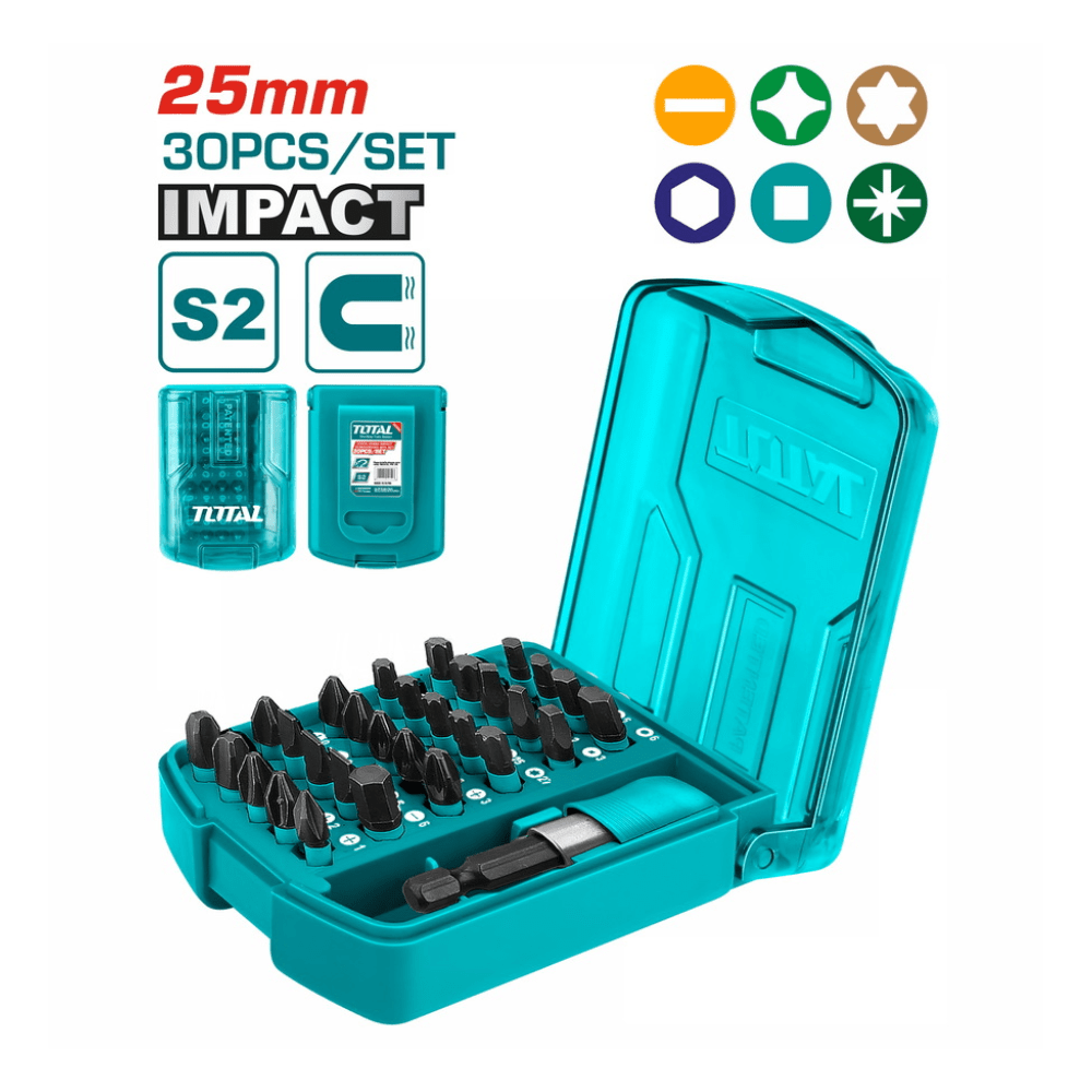 Total Screwdriver Bits Total 30 Pieces 25mm Impact Screwdriver Bits Set - TACSD18306