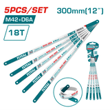 Total Hand Saws & Cutting Tools Total 5 Pieces 300mm Bi-Metal Hacksaw Blade 18T - THTKT57185
