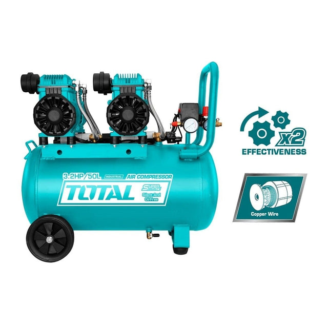 Total Compressor & Air Tool Accessories Total 50L Air Compressor 2×1200W (3.2HP) - TCS2240508