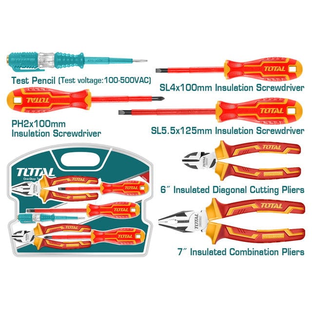 Total Screwdrivers Total 6 Pieces Insulated Hand Tools Set 1000V - THKIST3062