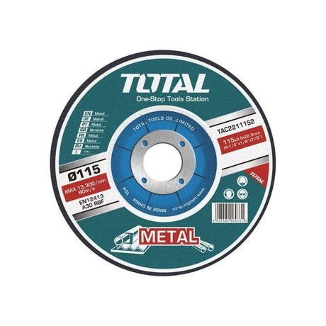 Total Grinding & Cutting Wheels Total Abrasive Metal Cutting Disc, Depressed centre 115mm & 180mm - TAC2211152 & TAC2211801