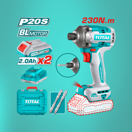Total Drill Total Lithium-Ion 20V Brushless Cordless Impact Driver With Battery And Charger - TIRLI2023
