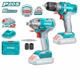 Total Drill Total Lithium-Ion 20V Cordless Impact Wrench & Drill Combo Kit - TOSLI230702