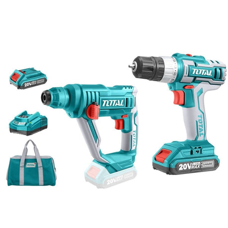 Total Drill Total Lithium-Ion 20V Cordless Rotary Hammer & Drill Combo Kit - TCKLI2008