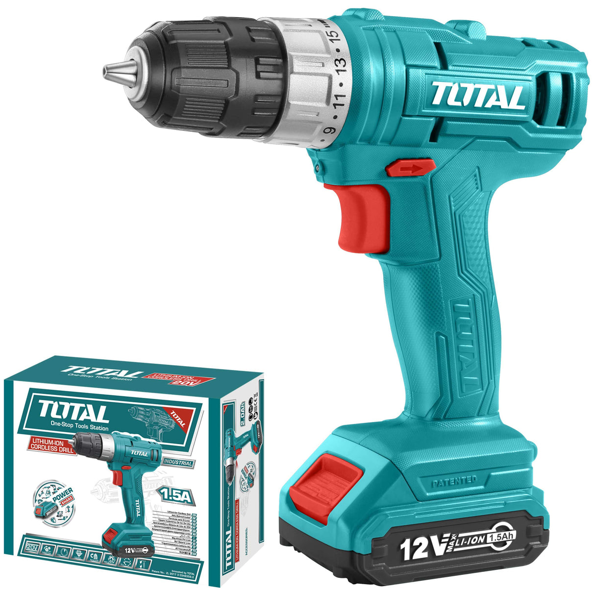 Total Drill Total Lithium-Ion Cordless Drill 12V with Two Batteries - TDLI122