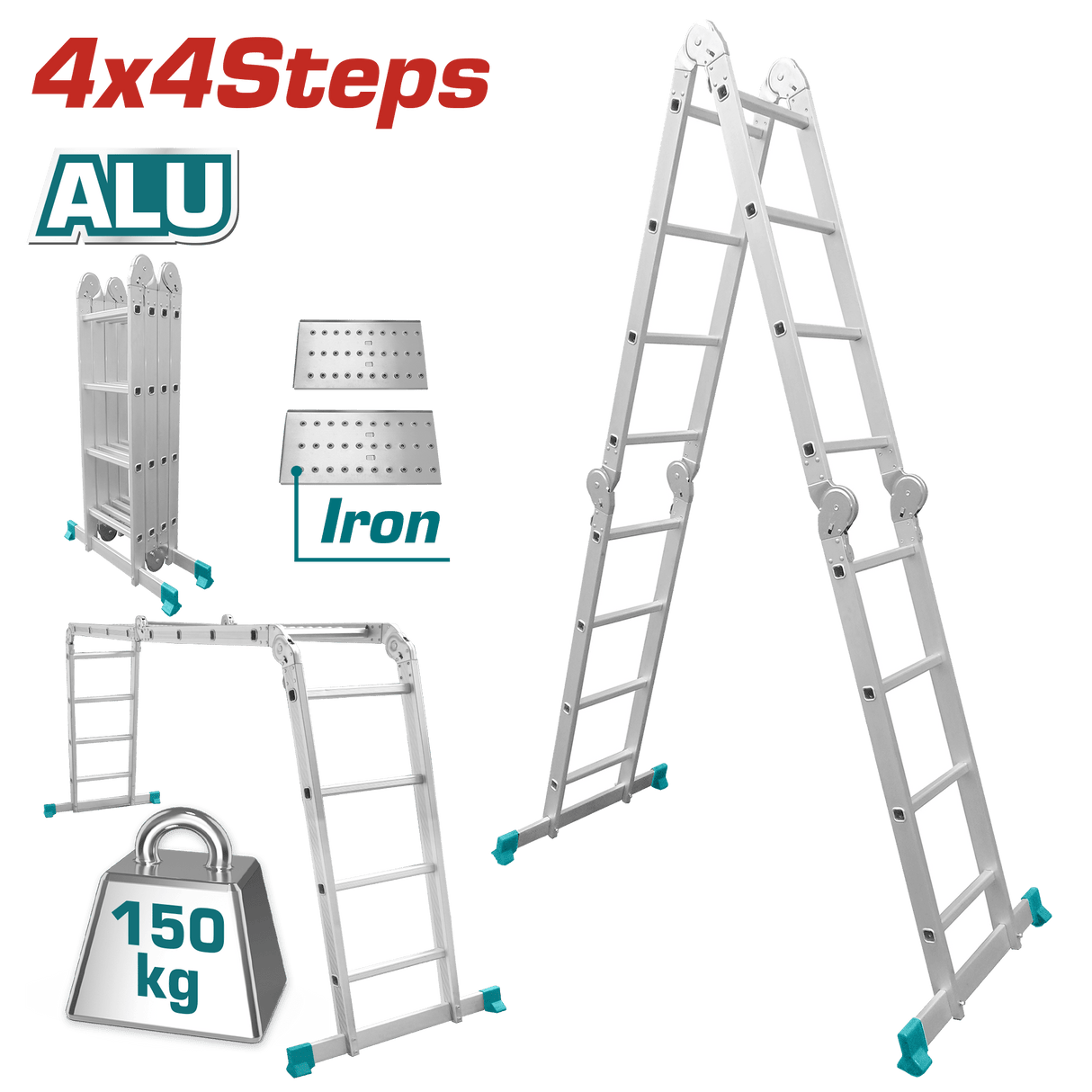 Total Ladder Total Multi-Purpose Aluminum Ladder 4x4 - THLAD04441