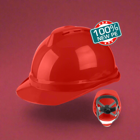 Total Safety Helmets Total Red Safety Helmet with Ribbon Chin Strap - TSP2604