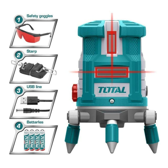 Total Laser Measure Total Self-Leveling Line Red Laser Beams 30m - TLL306505