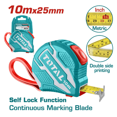 Total Tape Measure Total Steel Measuring Tape 10m x 25mm - TMT1262101