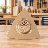 Triangular sanding pad on a workshop table