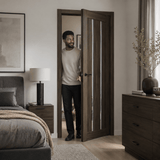 Unidoors Interior Doors Unidoors Elegant PP-Coated Glass-Insert Interior Door with Handle, Lock & 5 Keys 90 cm - EL02