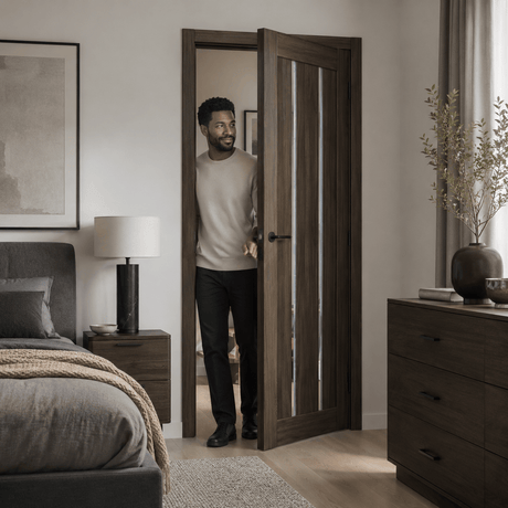 Unidoors Interior Doors Unidoors Elegant PP-Coated Glass-Insert Interior Door with Handle, Lock & 5 Keys 90 cm - EL02