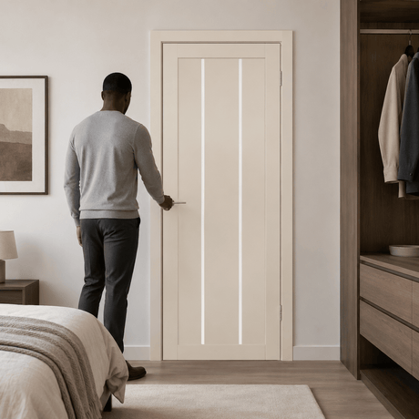 Unidoors Interior Doors Unidoors Elegant PP-Coated Glass-Insert Interior Door with Handle, Lock & 5 Keys 90 cm - EL02