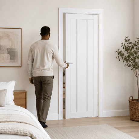 Unidoors Interior Doors Unidoors Elegant PP-Coated Glass-Insert Interior Door with Handle, Lock & 5 Keys 90 cm - EL02