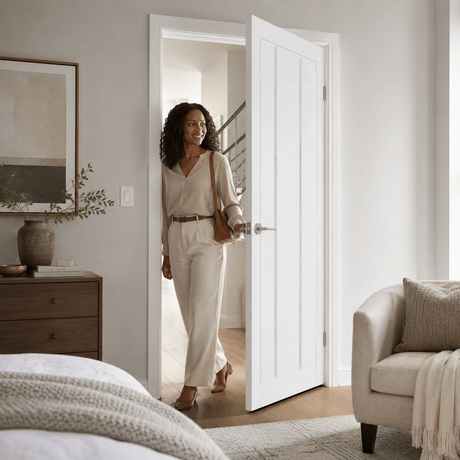 Unidoors Interior Doors Unidoors Elegant PP-Coated Glass-Insert Interior Door with Handle, Lock & 5 Keys 90 cm - EL02