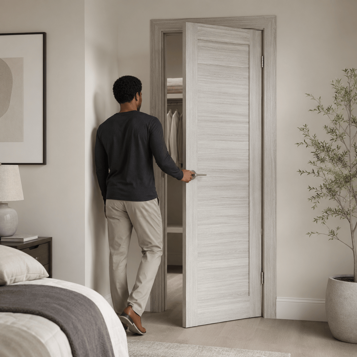 Unidoors Interior Doors Unidoors Essential PVC-Coated Solid-Core Interior Door with Handle, Lock & 5 Keys - ES01