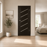 Unidoors Interior Doors Unidoors Modern Diagonal Glass-Stripe Interior Door with Handle, Lock & 5 Keys - MD03