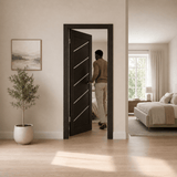 Unidoors Interior Doors Unidoors Modern Diagonal Glass-Stripe Interior Door with Handle, Lock & 5 Keys - MD03
