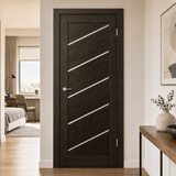 Unidoors Interior Doors Unidoors Modern Diagonal Glass-Stripe Interior Door with Handle, Lock & 5 Keys - MD03