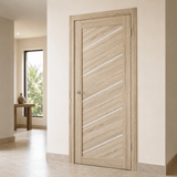 Unidoors Interior Doors Unidoors Modern Diagonal Glass-Stripe Interior Door with Handle, Lock & 5 Keys - MD03