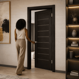 Unidoors Interior Doors Unidoors Modern Slim Horizontal Glass-Line Interior Door with Handle, Lock & 5 Keys - MD01