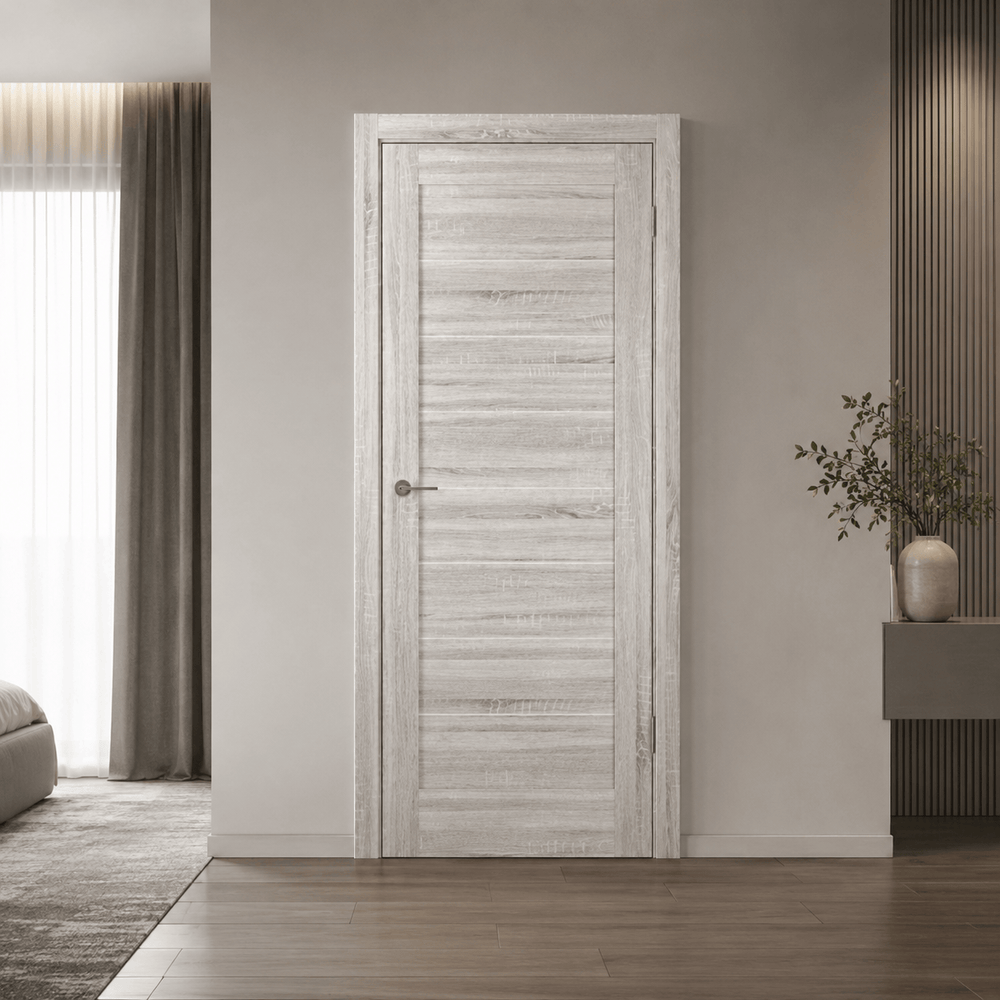 Unidoors Interior Doors Unidoors Modern Slim Horizontal Glass-Line Interior Door with Handle, Lock & 5 Keys - MD01