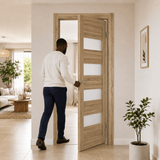 Unidoors Interior Doors Unidoors Modern Wide Horizontal Glass-Band Interior Door with Handle, Lock & 5 Keys - MD02
