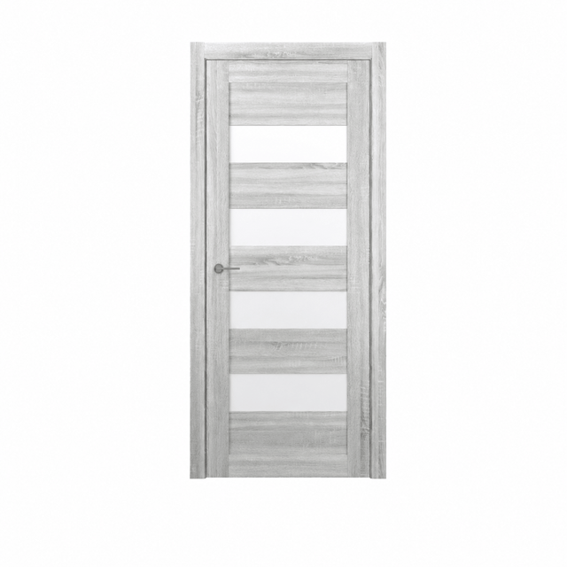 Unidoors Interior Doors Unidoors Modern Wide Horizontal Glass-Band Interior Door with Handle, Lock & 5 Keys - MD02
