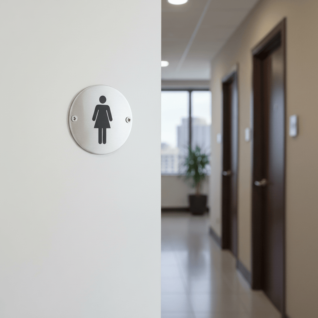 Union Door Hardware & Accessories Union 76mm Satin Stainless Steel Female Washroom Sign - S-FS-76D-SSS