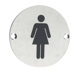 Union Door Hardware & Accessories Union 76mm Satin Stainless Steel Female Washroom Sign - S-FS-76D-SSS