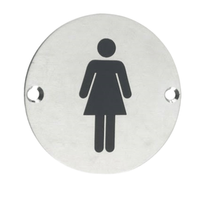 Union Door Hardware & Accessories Union 76mm Satin Stainless Steel Female Washroom Sign - S-FS-76D-SSS