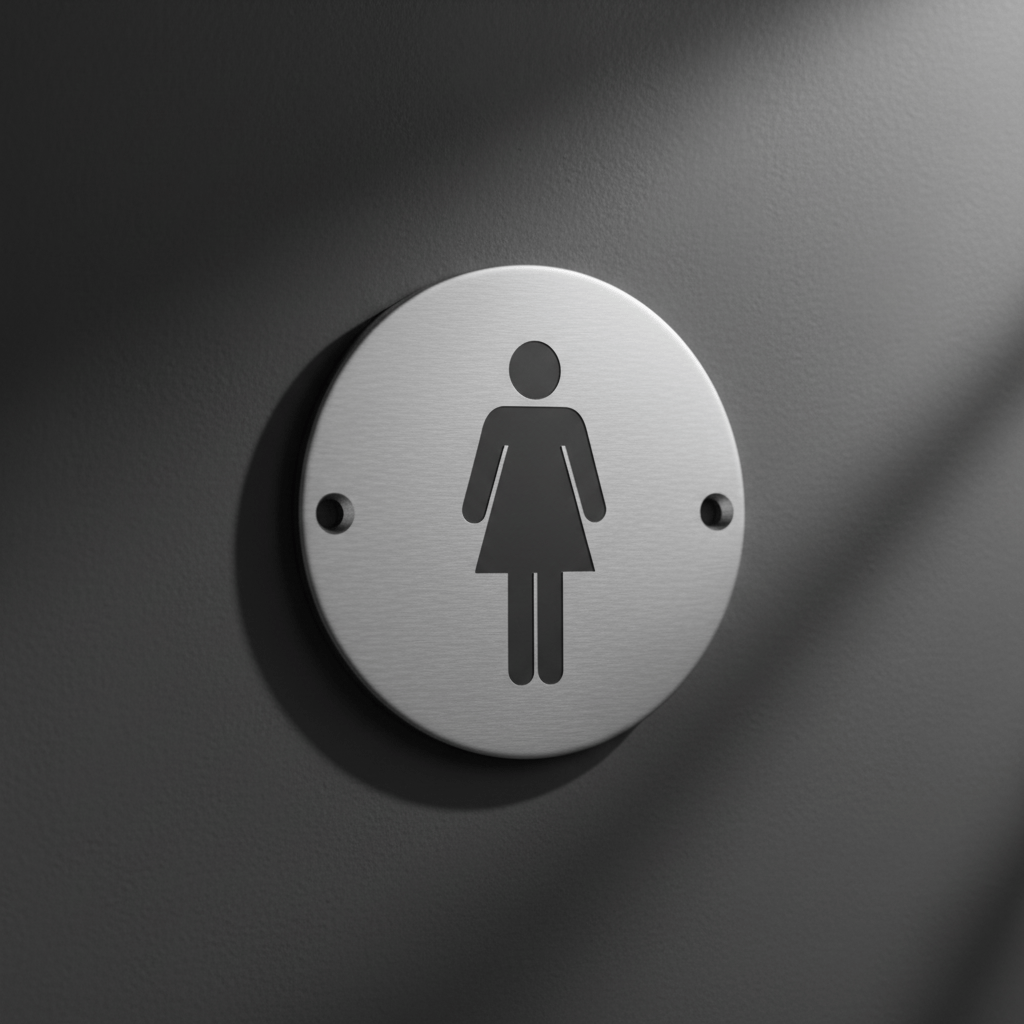 Union Door Hardware & Accessories Union 76mm Satin Stainless Steel Female Washroom Sign - S-FS-76D-SSS