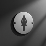 Union Door Hardware & Accessories Union 76mm Satin Stainless Steel Female Washroom Sign - S-FS-76D-SSS
