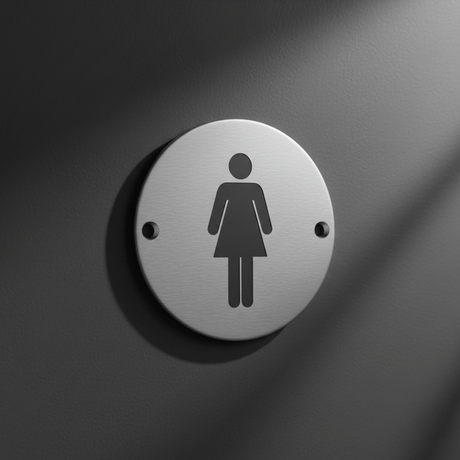 Union Door Hardware & Accessories Union 76mm Satin Stainless Steel Female Washroom Sign - S-FS-76D-SSS