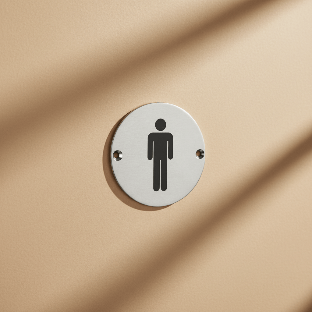 Union Door Hardware & Accessories Union 76mm Satin Stainless Steel Male Washroom Sign - S-MS-76D-SSS