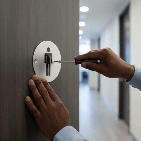 Union Door Hardware & Accessories Union 76mm Satin Stainless Steel Male Washroom Sign - S-MS-76D-SSS