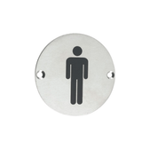 Union Door Hardware & Accessories Union 76mm Satin Stainless Steel Male Washroom Sign - S-MS-76D-SSS
