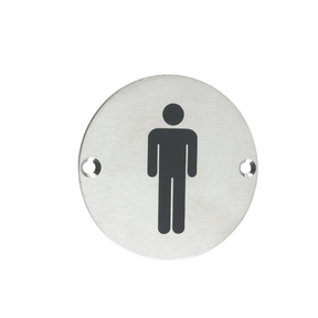 Union Door Hardware & Accessories Union 76mm Satin Stainless Steel Male Washroom Sign - S-MS-76D-SSS