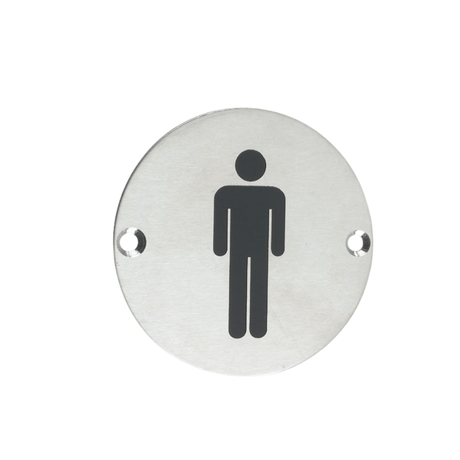 Union Door Hardware & Accessories Union 76mm Satin Stainless Steel Male Washroom Sign - S-MS-76D-SSS