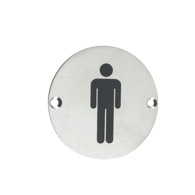 Union Door Hardware & Accessories Union 76mm Satin Stainless Steel Male Washroom Sign - S-MS-76D-SSS