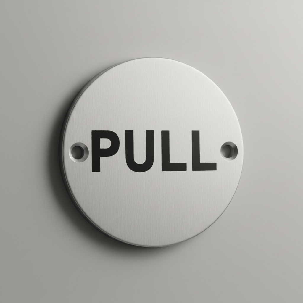 Union Door Hardware & Accessories Union 76mm Satin Stainless Steel Pull Door Sign - S-PULL-76D-SSS