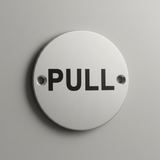 Union Door Hardware & Accessories Union 76mm Satin Stainless Steel Pull Door Sign - S-PULL-76D-SSS