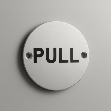 Union Door Hardware & Accessories Union 76mm Satin Stainless Steel Pull Door Sign - S-PULL-76D-SSS