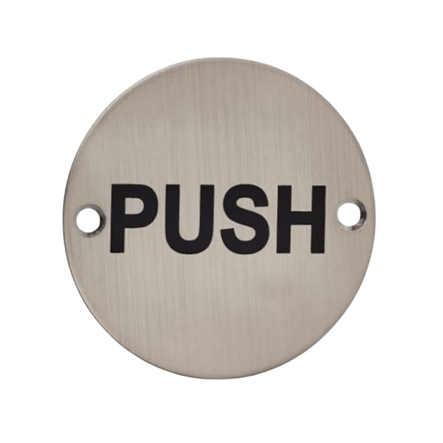 Union Door Hardware & Accessories Union 76mm Satin Stainless Steel Push Door Sign - S-PUSH-76D-SSS