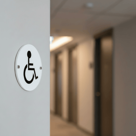Union Door Hardware & Accessories Union 76mm Stainless Steel Disabled Washroom Sign - S-DS-76D-SSS