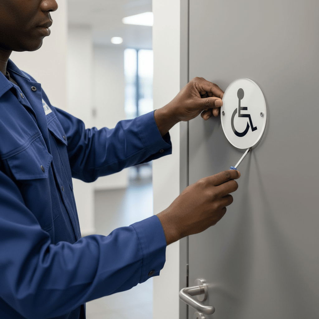 Union Door Hardware & Accessories Union 76mm Stainless Steel Disabled Washroom Sign - S-DS-76D-SSS