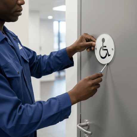 Union Door Hardware & Accessories Union 76mm Stainless Steel Disabled Washroom Sign - S-DS-76D-SSS