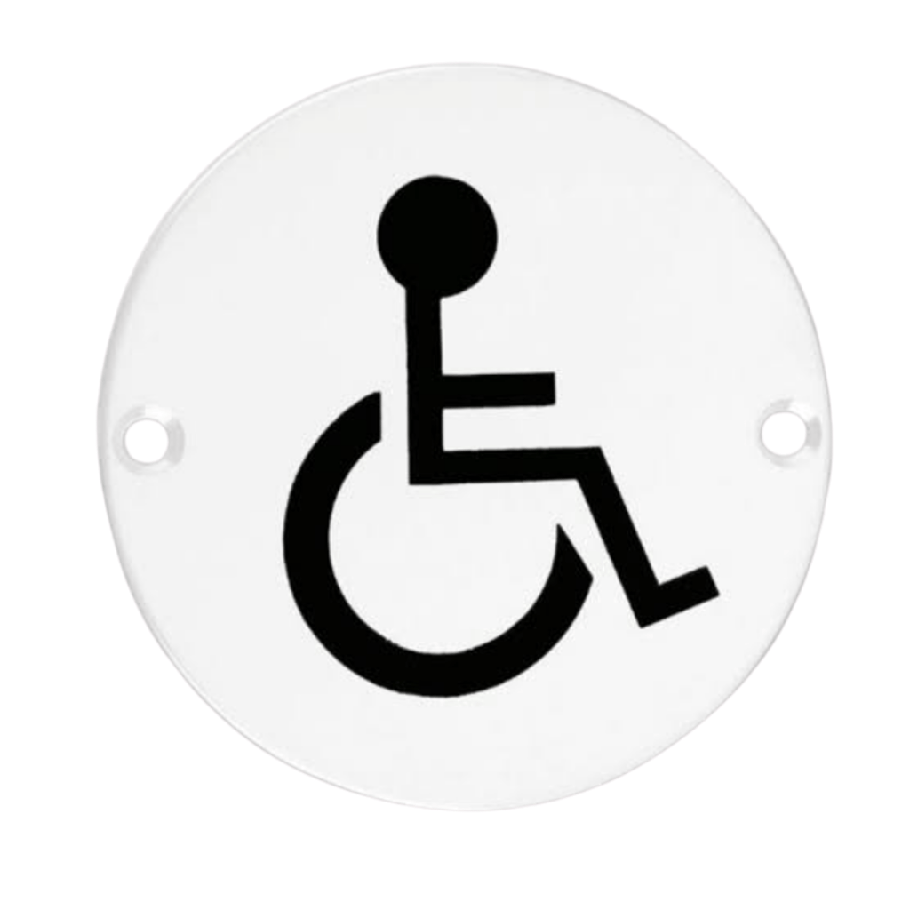 Union Door Hardware & Accessories Union 76mm Stainless Steel Disabled Washroom Sign - S-DS-76D-SSS
