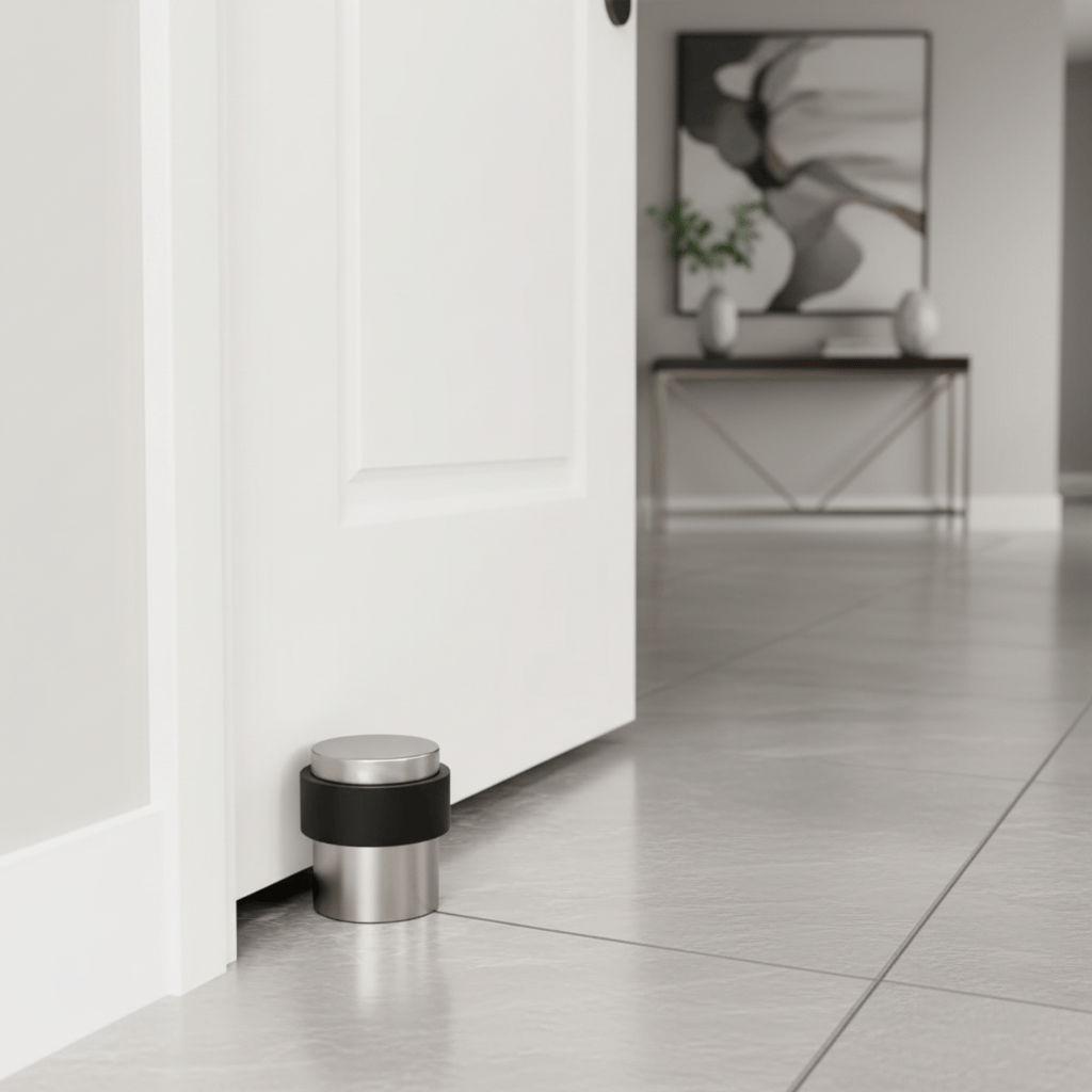 Union Door Hardware & Accessories Union Satin Stainless Steel Cylindrical Floor Door Stop with Rubber Buffer - DS-006-SSS